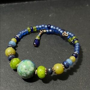Elegant Blue and Green Beaded Bracelet